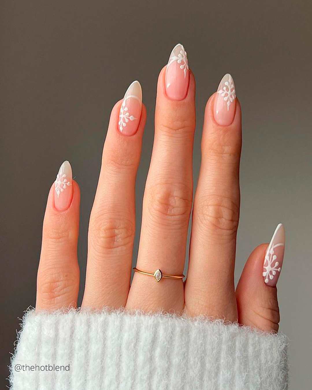 winter wedding nails milk white with snowflakes thehotblend