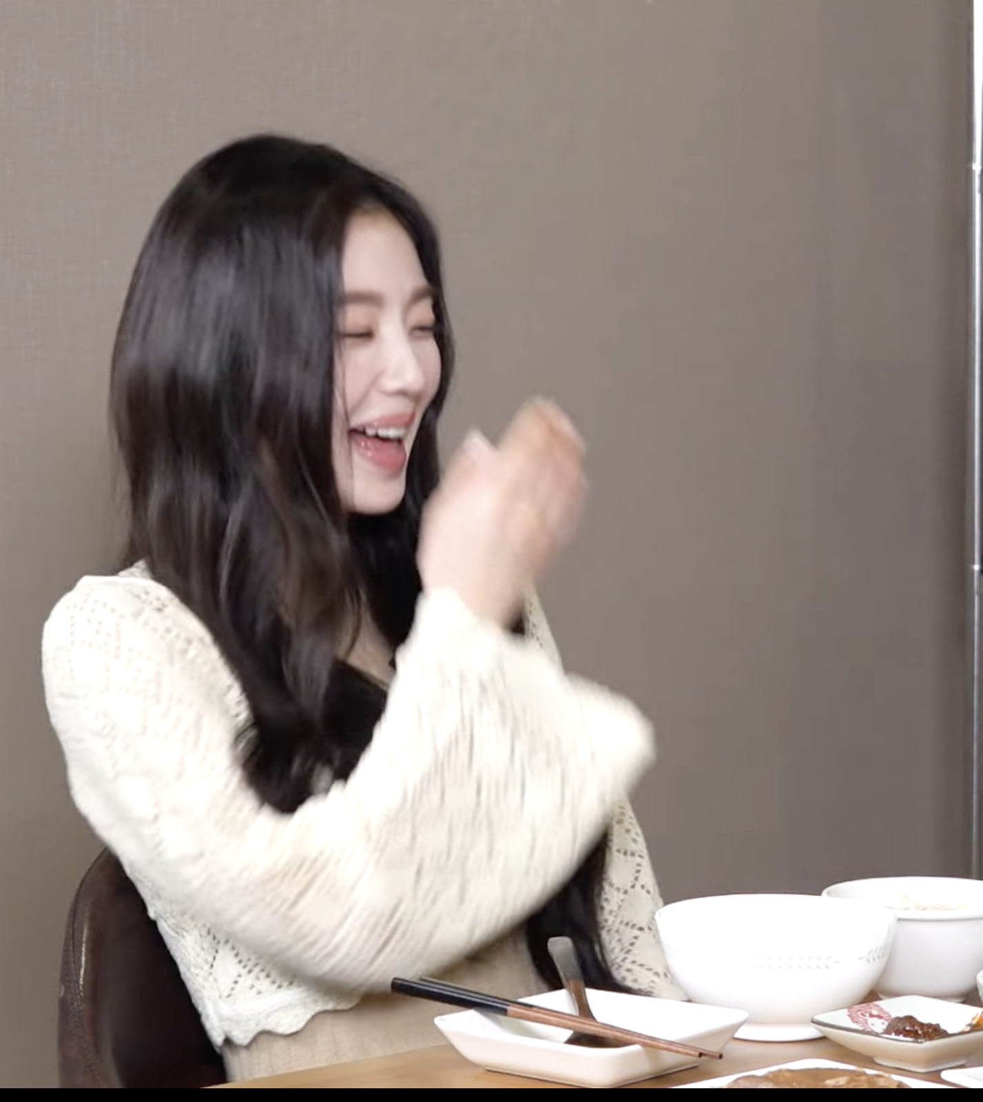 The picture contains Red Velvet's Irene   appearance on the Ggondaehee YouTube channel.