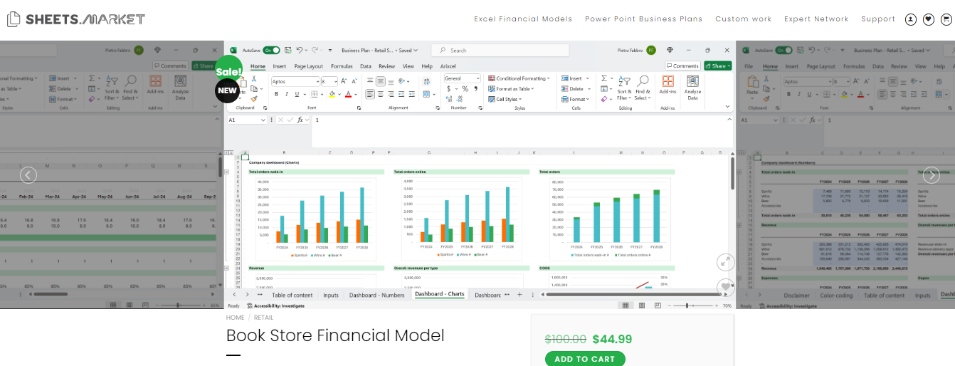 bookstore financial model