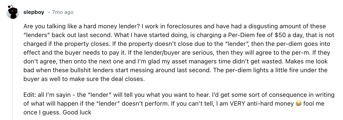 Proof of Funds Hard Money Lender