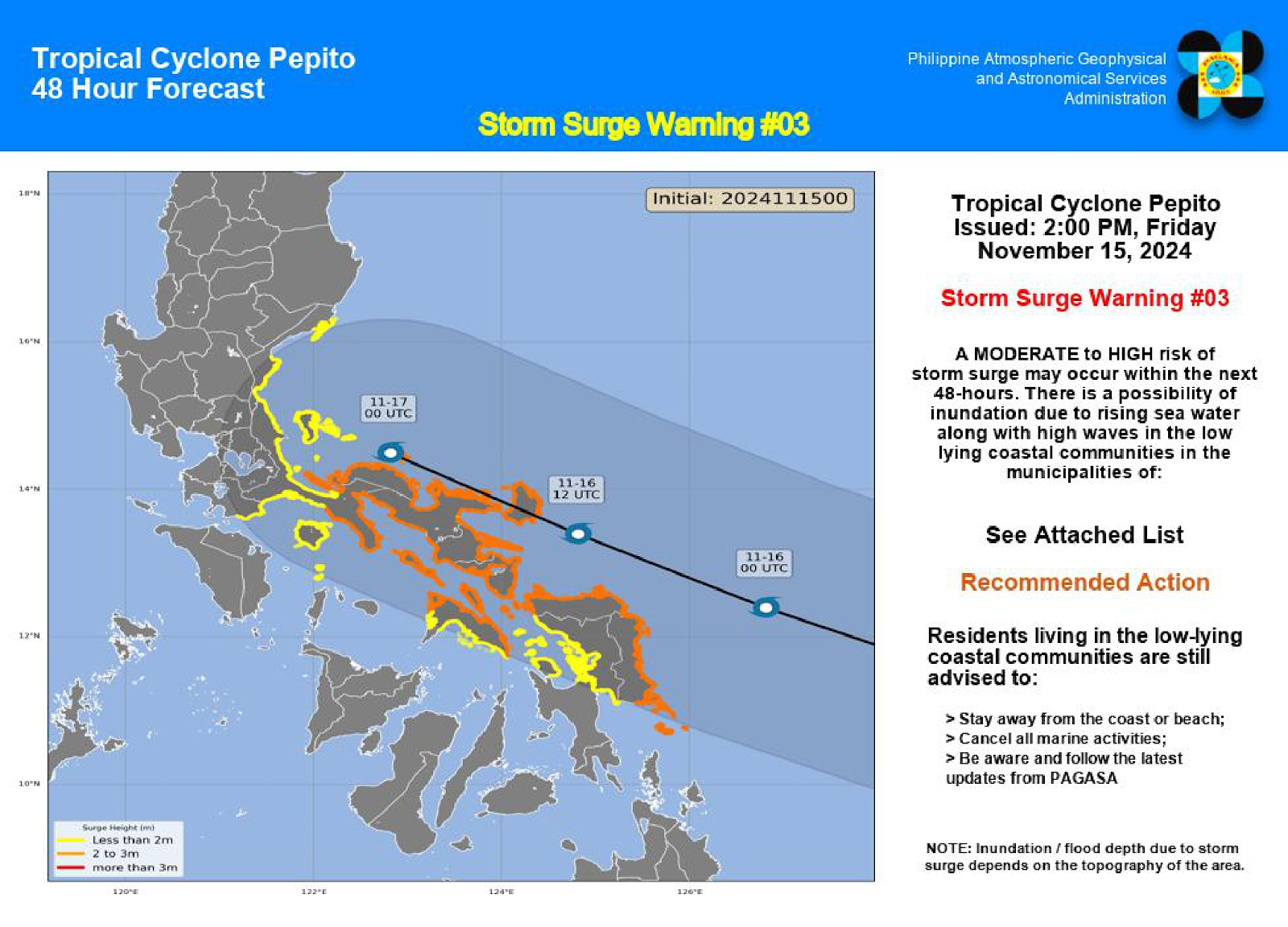 Storm surge warning up over parts of Luzon, Visayas as typhoon looms