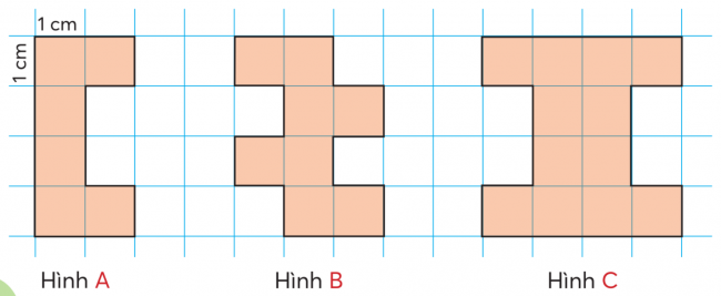 BÀI 32.XĂNG-TI-MÉT VUÔNGTHỰC HÀNHBài 1: Viết các số đo diện tích. Mẫu: Năm xăng-ti-mét vuông: 5 cm2.a) Mười bảy xăng-ti-mét vuông.b) Một trăm tám mươi tư xăng-ti-mét vuông.c) Sáu trăm chín mươi lăm xăng-ti-mét vuông.Đáp án chuẩn:a) 17 cm2b) 184 cm2c) 695 cm2Bài 2: Viết và đọc các số đo diện tích mỗi hình A, B, C (theo mẫu).Đáp án chuẩn:Hình A có diện tích 6 cm2 ( sáu xăng-ti-mét vuông )Hình B có diện tích 8 cm2  (tám xăng-ti-mét vuông )Hình C có diện tích 12 cm2  ( mười hai xăng-ti-mét vuông ) LUYỆN TẬP