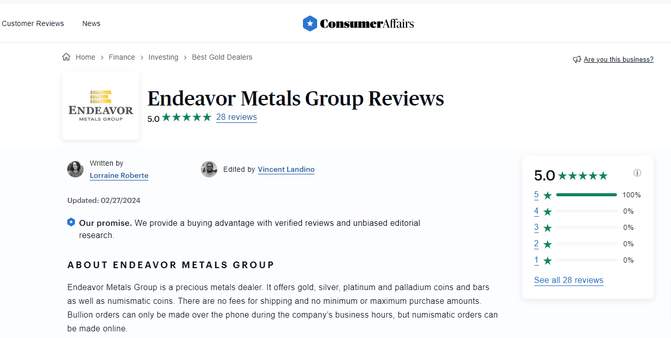 Endeavor Metals Group complaints and reviews