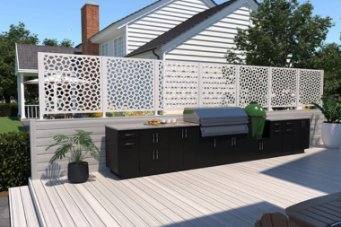 michigan deck design trends to expect in 2025 outdoor kitchen with grill and privacy screen custom built okemos