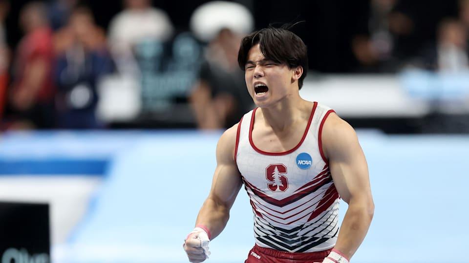 Asher Hong celebrates at the U.S. Championships