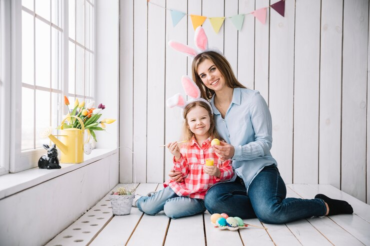 Cute mommy and daughter