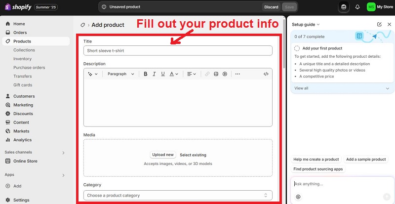 How to add product on Shopify