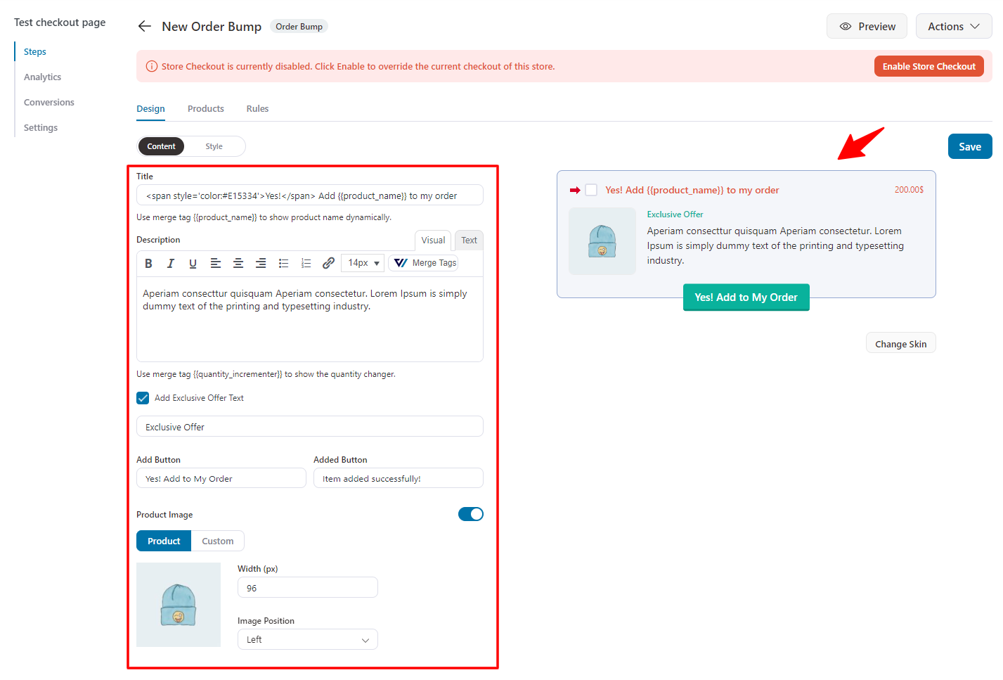 WooCommerce checkout upsell