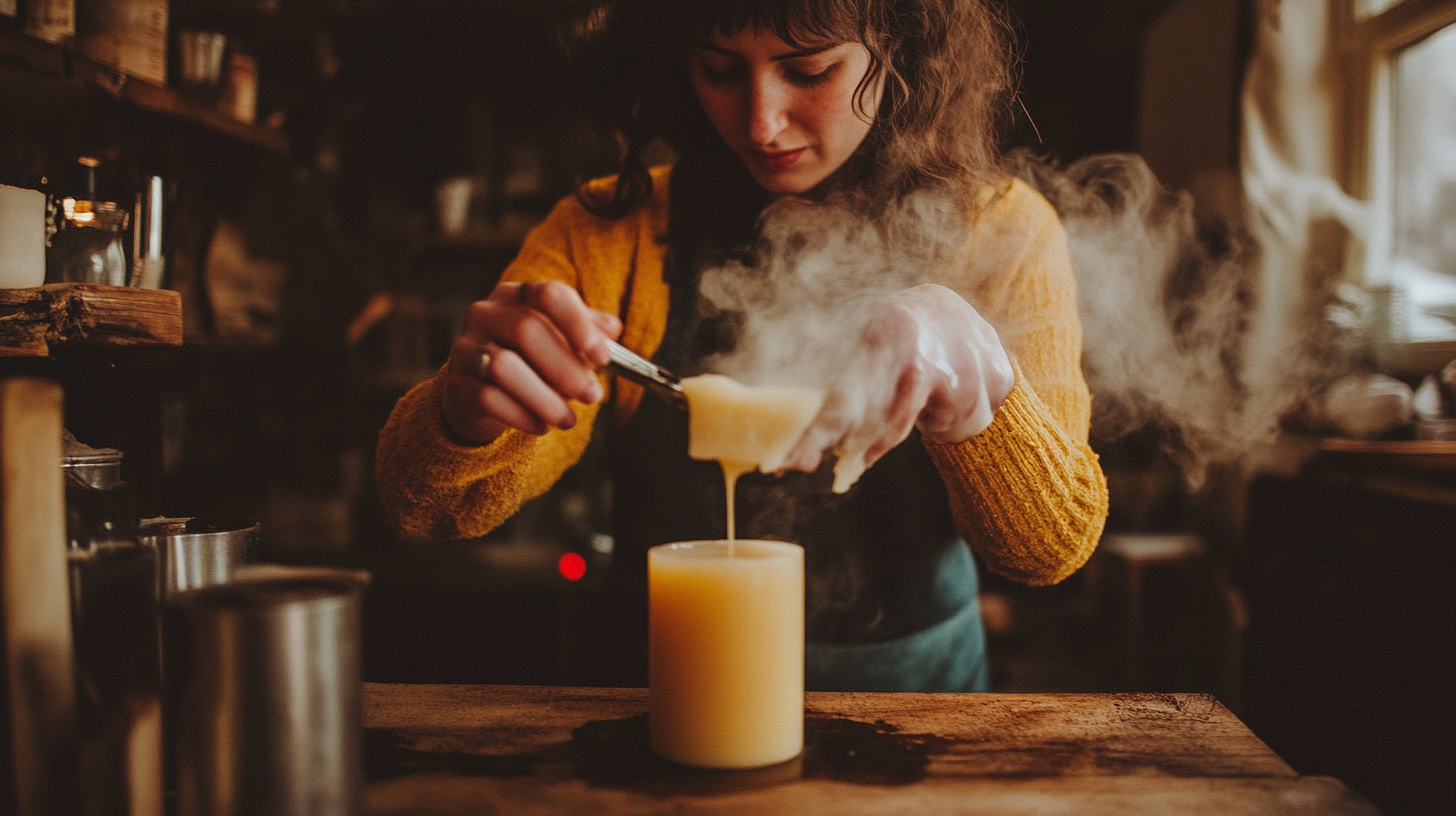 Beeswax melt test for purity, verifying Grade A quality through melting point and texture