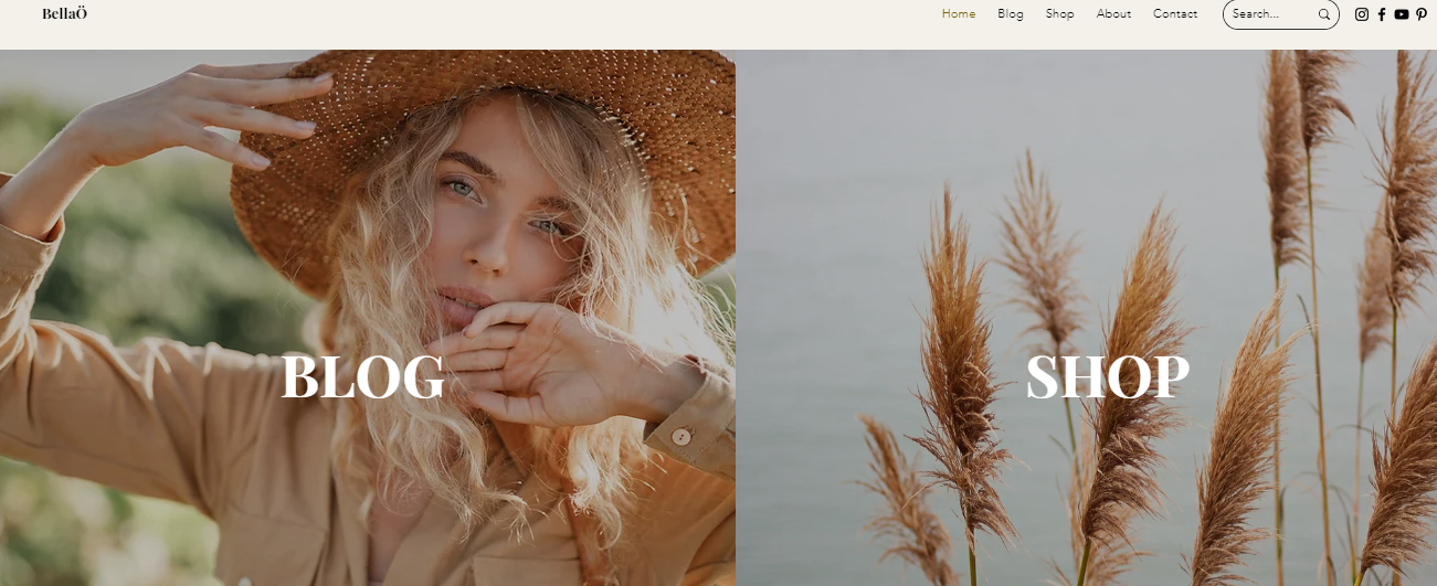 BellaO blogging template by Wix