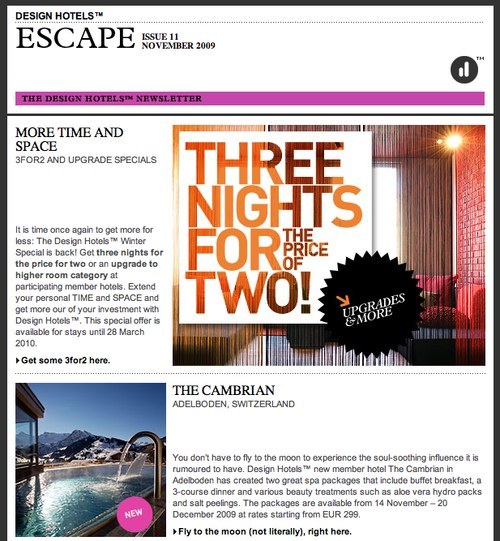 Newsletter Design Hotels