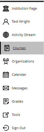 The left sidebar in Blackboard.