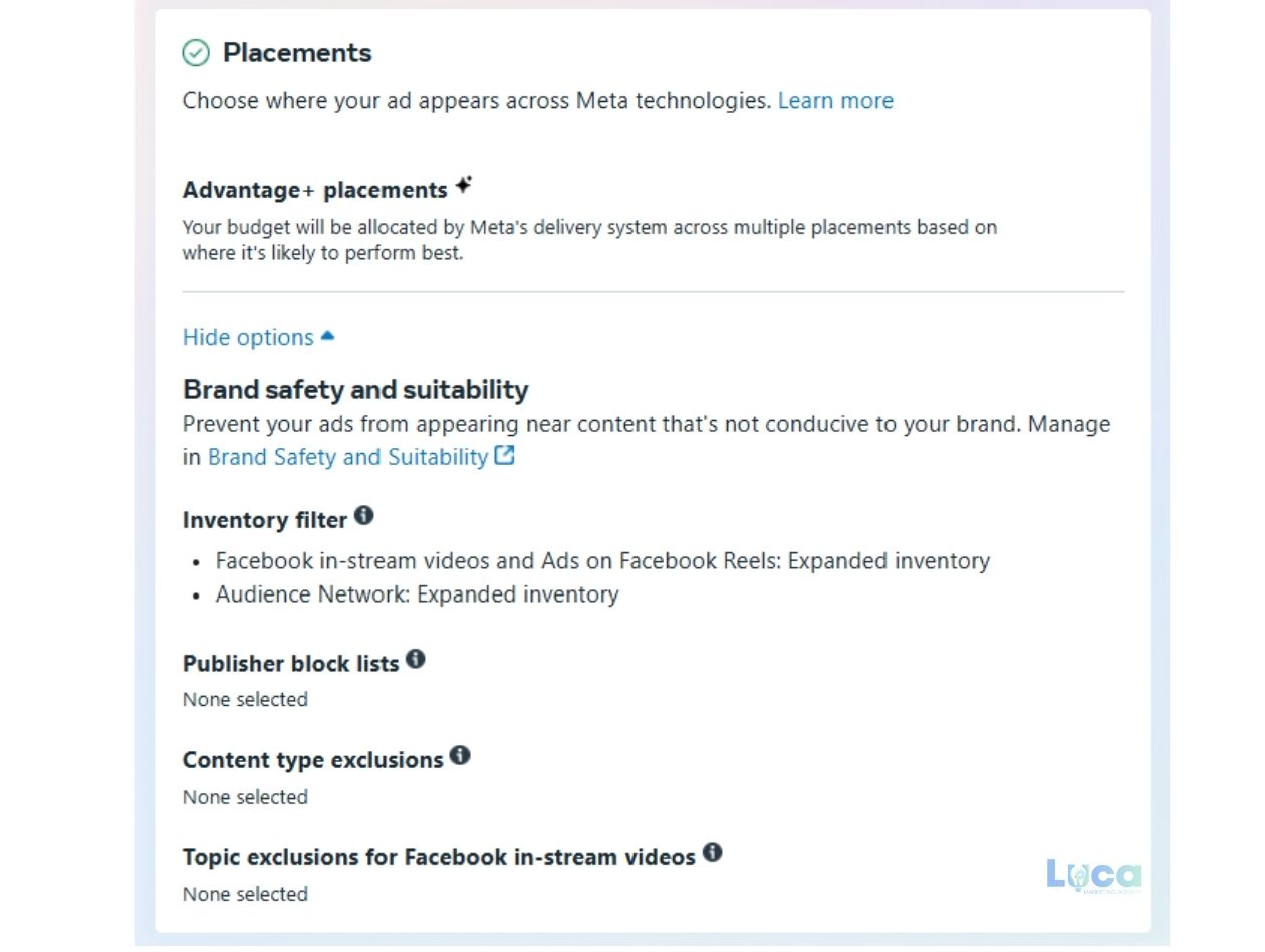 facebook ad avantage placement