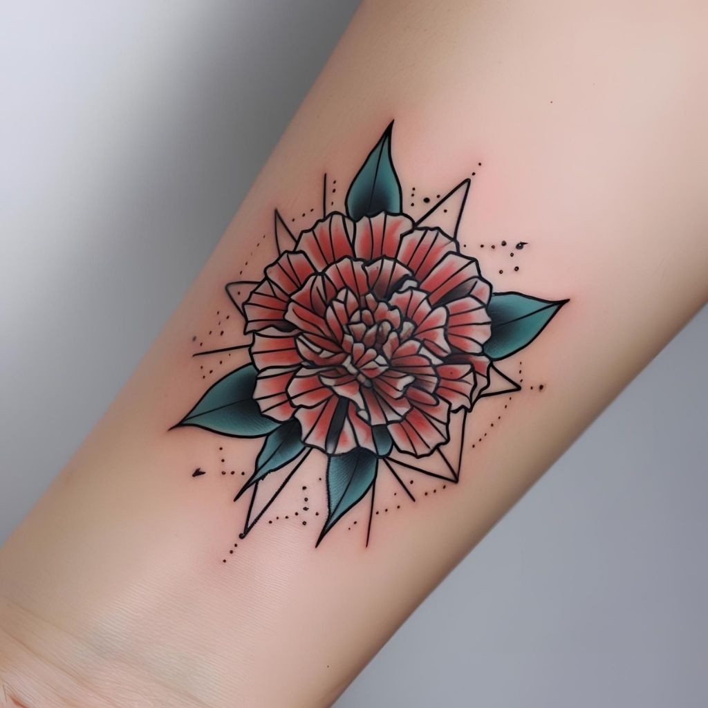 Geometric Carnation Tattoo
