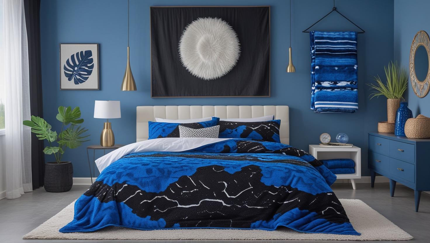 nipsey blue black white comforter set​