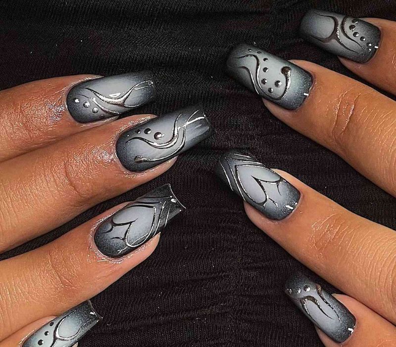 3D Smoke Black Nail Design