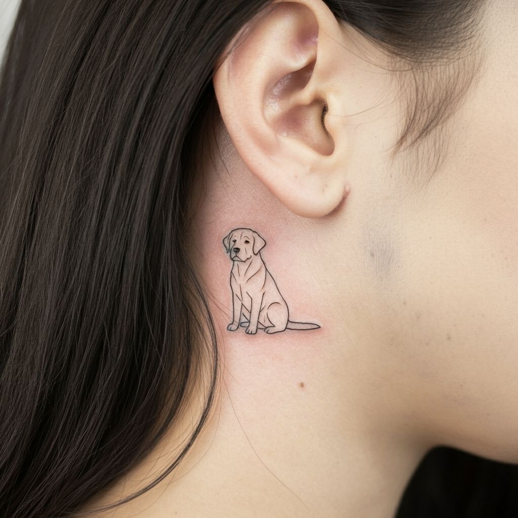 Labrador Tattoo behind the Ear 