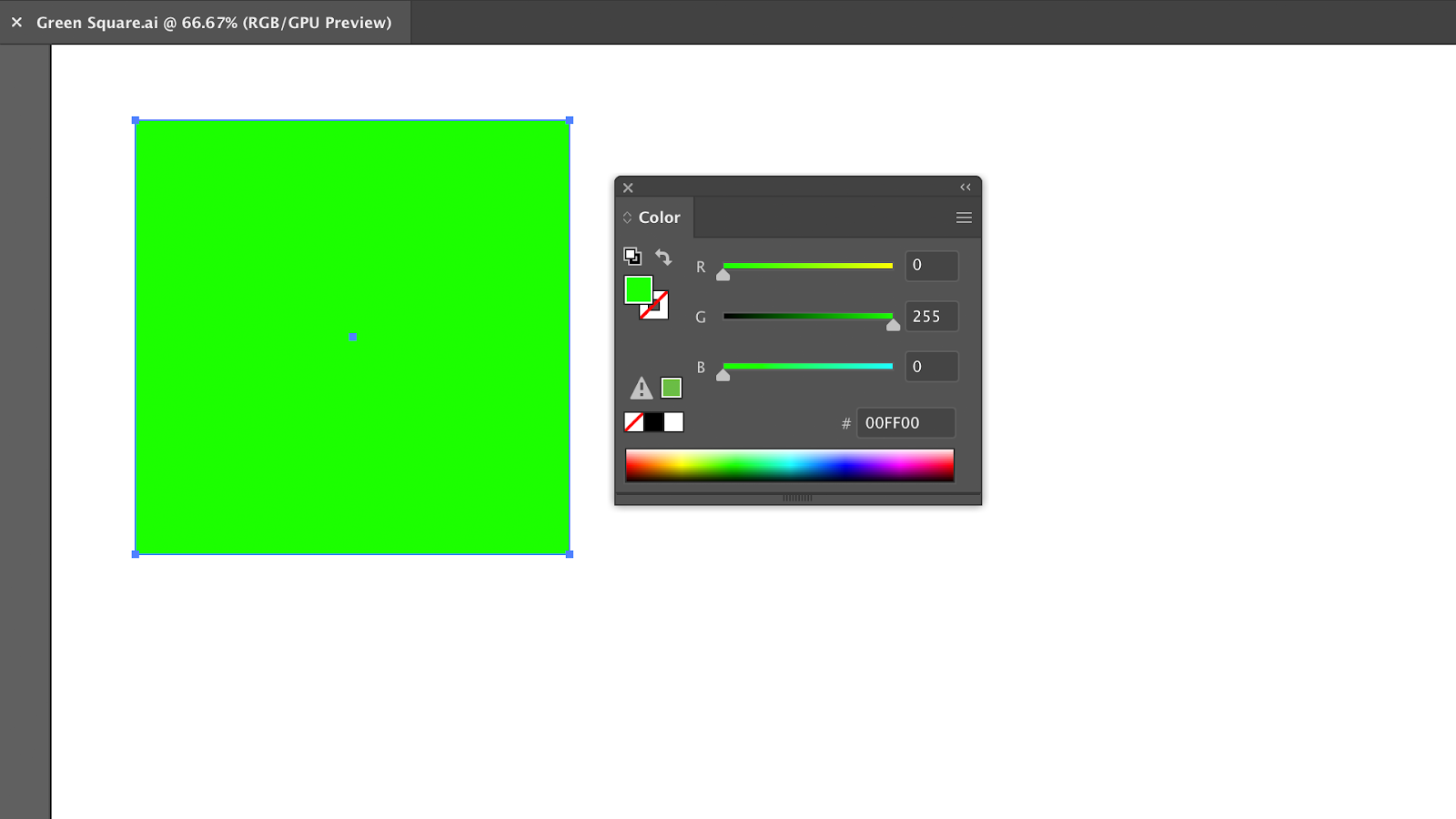 The object is a large green square.