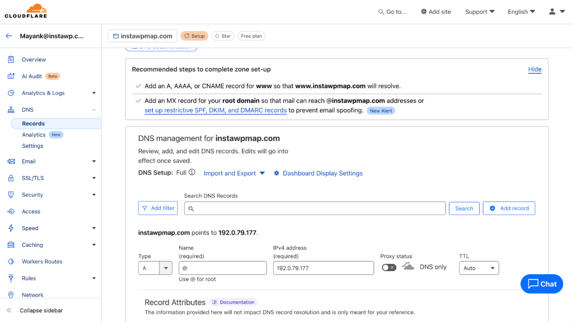 Enter the IP address in the given field on Cloudflare. 