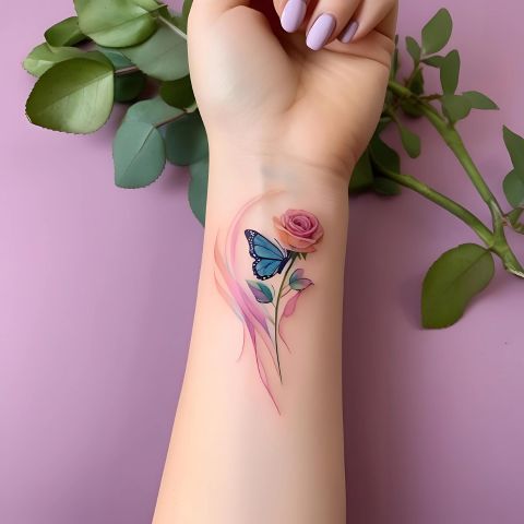 Rose and Butterfly Tattoo