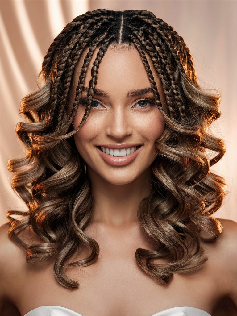 9. Knotless Braids with Loose Curls