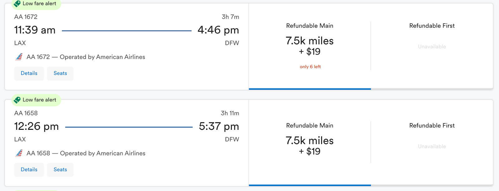 LAX to DFW booked via Alaaska