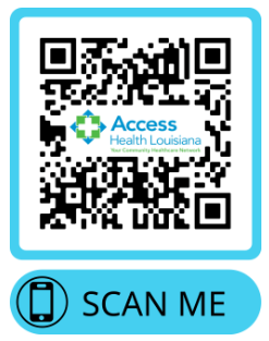 A qr code with a blue borderDescription automatically generated