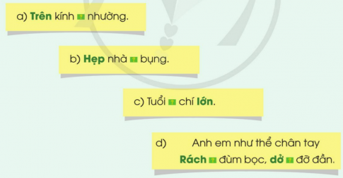 BÀI 19: ÔN TẬP CUỐI HỌC KÌ 1TIẾT 1Câu 1: Đánh giá kỹ năng đọc thành tiếng, học thuộc lòng: Mỗi học sinh đọc một đoạn văn, đoạn thơ khoảng 75-80 tiếng hoặc đọc thuộc lòng một đoạn thơ (bài thơ) đã học.Giải nhanh: Học sinh tự thực hiện.Câu 2: Tìm từ có nghĩa giống mỗi từ dưới đây. Đặt câu với một từ em tìm được.Giải nhanh: a) đất nước: quốc gia, giang sơn, quê hương, tổ quốc.b) yêu dấu: yêu mến, thương yêu, quý mến, mến thương, dấu yêu,...c) chăm chỉ: siêng năng, cần cù, chịu khó,...Đặt câu: Bạn Na rất chăm chỉ làm bài tập về nhà.Câu 3: Chọn từ có nghĩa trái ngược với từ in đậm để hoàn thành các câu dưới đây:Giải nhanh:a) Trên kính dưới nhường b) Hẹp nhà rộng bụngc) Tuổi nhỏ chí lớnd) Anh em như thể chân tayRách lành đùm bọc, dở hay đỡ đầnTIẾT 2Câu 1: Đánh giá kĩ năng đọc thành tiếng, học thuộc lòng.Giải nhanh:Học sinh tự thực hiện.Câu 2: Đọc và làm bài tập:1. Tết năm mới của người Lào được gọi là gì? 2. Vì sao người dân Lào có tục lệ té nước cho nhau vào đầu năm mới?3. Người dân Lào buộc chỉ cổ tay cho khách để làm gì?4. Các tục lệ té nước, buộc chỉ cổ tay thể hiện đực tính gì của người dân Lào? Chọn ý đúng:5. Chọn dấu câu thích hợp với ô trống: dấu chấm hay dấu phẩy?Giải nhanh:1. Bun-pi-may.2. Vì người Lào cho rằng nước gột rửa hết mọi ưu phiền, bệnh tật và đem đến một năm mới mạnh khỏe, an lành và hạnh phúc.3. Để chúc người được buộc chỉ mạnh khỏe, hạnh phúc.4. a) Nhân hậu5. Chọn dấu câu thích hợp với ô trống: dấu chấm hay dấu phẩy.Tết Bun-pi-may diễn ra vào giữa tháng 4 dương lịch hàng năm, khi bầu trời xanh cao, các dòng sông lớn dồi dào nước tượng trưng cho một năm mới nhiều lộc. Người dân đón Tết trong ba ngày. Ngày đầu, người ta quét dọn nhà cửa, chuẩn bị nước thơm và hòa. Ngày thứ hai là giao thời giữa năm cũ và năm mới. Hội bắt đầu vào ngày cuối với nhiều hoạt động tưng bừng khắp nơi.TIẾT 3Câu 1: Đánh giá kĩ năng đọc thành tiếng, học thuộc lòng.Giải nhanh:Học sinh tự thực hiện.Câu 2: Viết đoạn văn kể về một hoạt động em đã được tham gia hoặc chứng kiến (hoạt động học tập hoặc lao động, thể thao, nghệ thuật,...)Giải nhanh: Cuối tuần vừa rồi, em đã được tham gia vệ sinh khu phố. Hoạt động lần này có bác tổ trưởng tổ dân phố, các anh chị tình nguyện và các bạn học sinh chúng em cùng thực hiện. Bác tổ trưởng tổ dân phố đứng ra tập trung rồi phân công công việc cho mọi người. Các anh chị lớn làm những việc nặng như thu góp rác, dọn dẹp rác thải, đồ cũ. Học sinh chúng em thì làm những việc nhẹ như quét dọn đường phố, tưới cây xanh. Mọi người đều rất hăng say và nhiệt tình với công việc được giao. Chỉ sau khoảng một tiếng đồng hồ, cả khu phố như được khoác lên mình một chiếc áo mới. Em rất vui vì được góp một phần nhỏ bé làm cho khu phố xanh – sạch – đẹp hơn.TIẾT 4Câu 1: Đánh giá kĩ năng đọc thành tiếng và thuôc lòngGiải nhanh:Học sinh tự thực hiện.Câu 2: Nghe - viết:  Rừng xuân