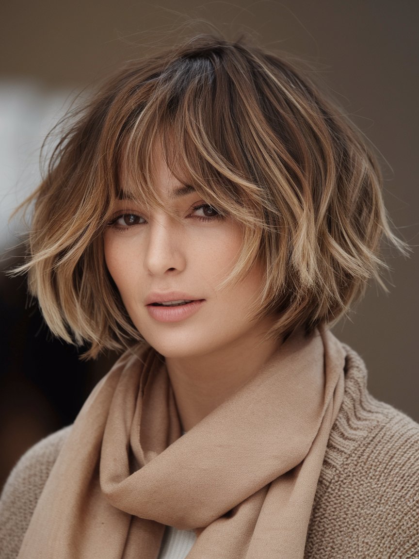 27. Tousled Wavy Blunt Bob