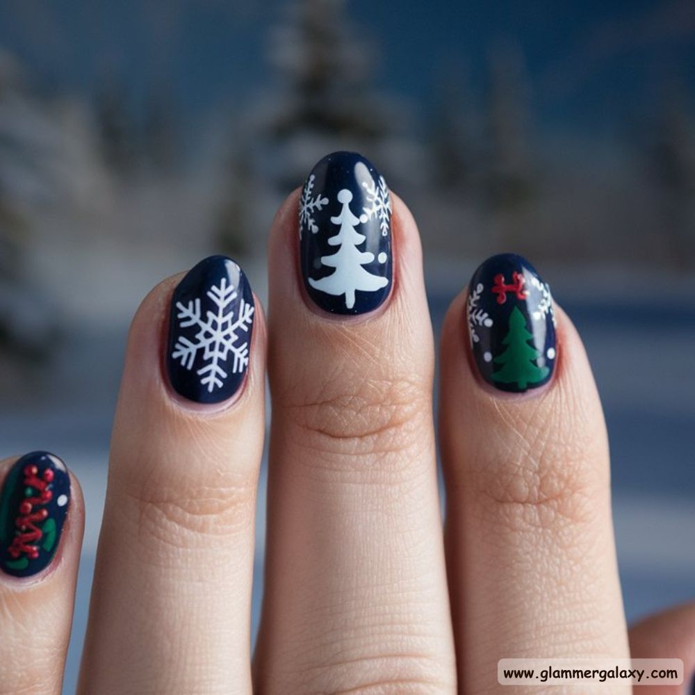 Dark Winter Nails having Convenient Dark Press-On Nails
