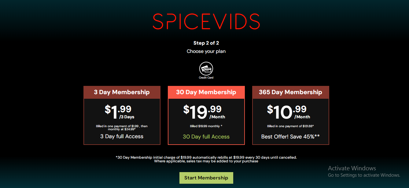 Spice Vids pricing