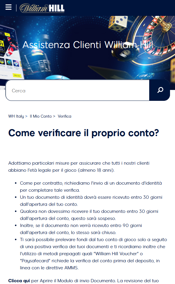 Bonus benvenuto scommesse sportive William Hill con codice promo