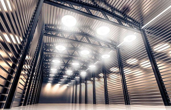 High Bay Lighting in Empty Warehouse