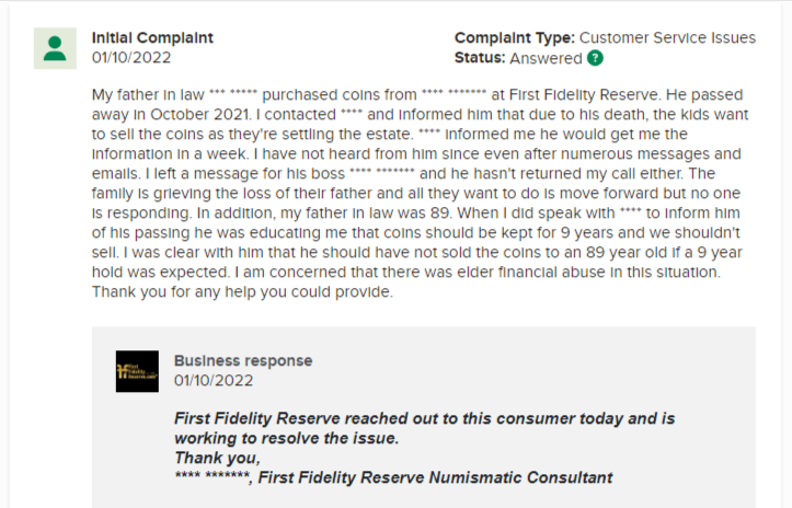 First Fidelity Reserve complaint 2