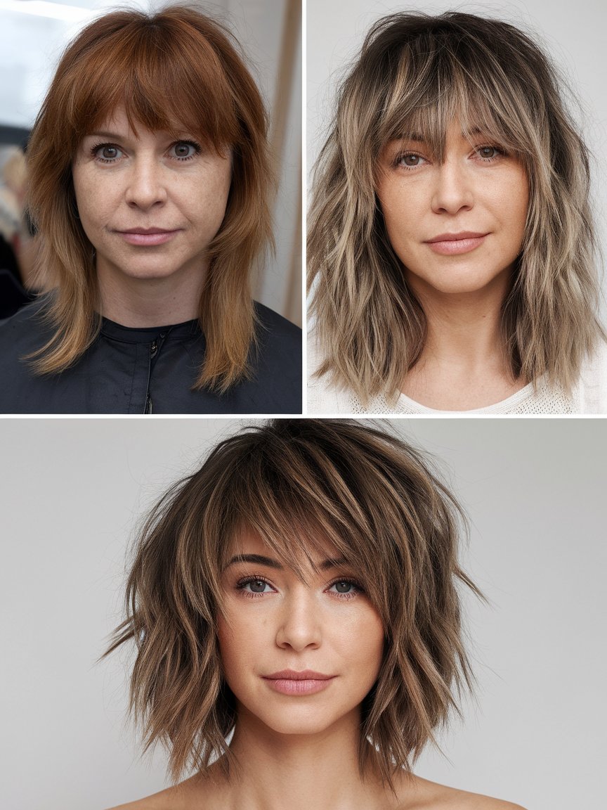 14. Trendy Medium Bob with Bangs