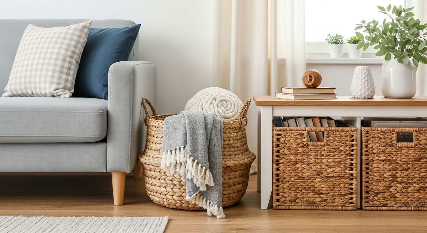 Woven Baskets in the living room