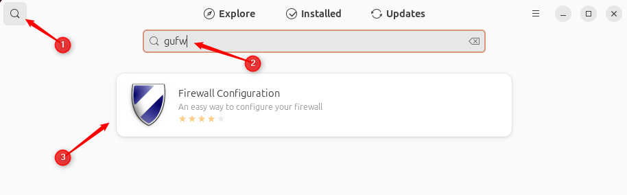 search gufw in ubuntu center