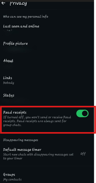 How to turn off read receipts
