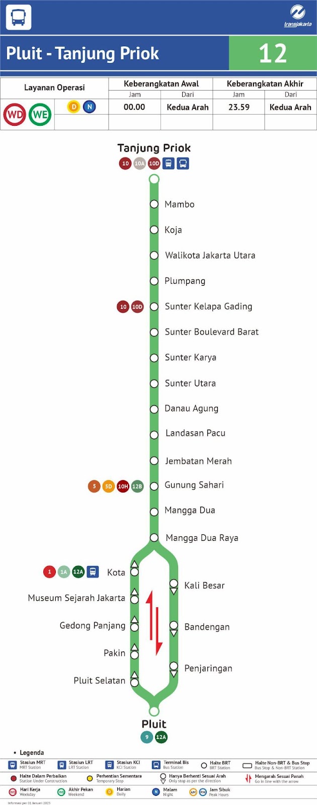 Routes for Transjakarta Corridors 11 and 12. Source:&nbsp;transjakarta.co.id/peta-rute