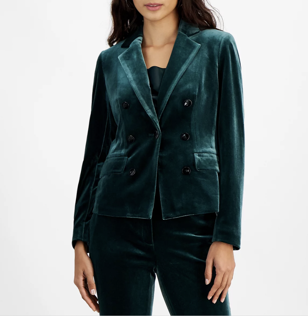 Bar III Velvet One-Button Blazer, Created for Macy's