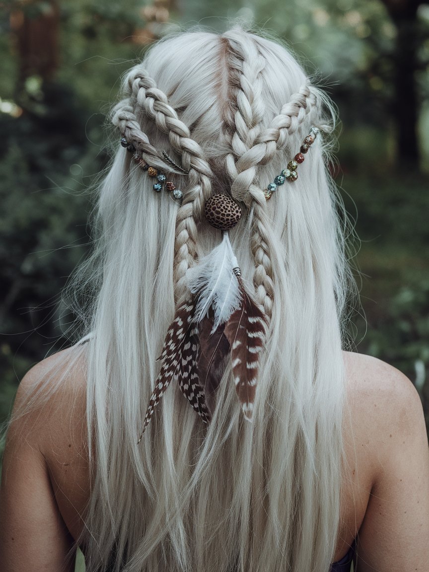 12. Boho Platinum Double Braids