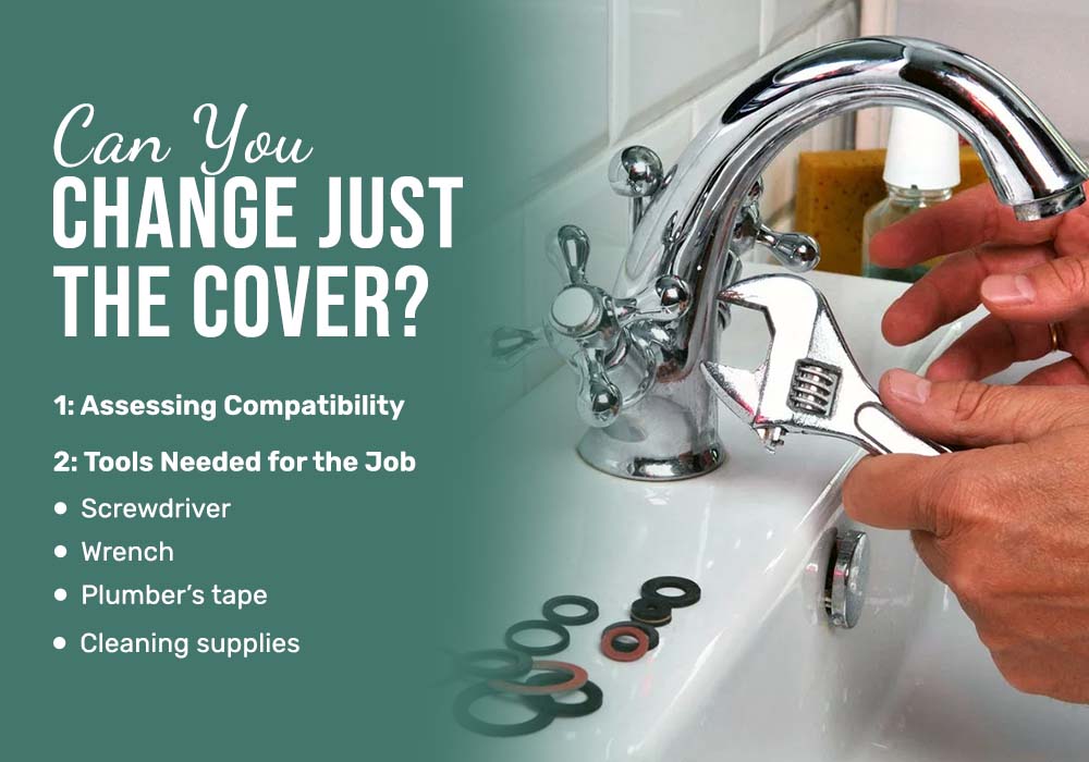 Man repairing bathtub faucet cover with a wrench.