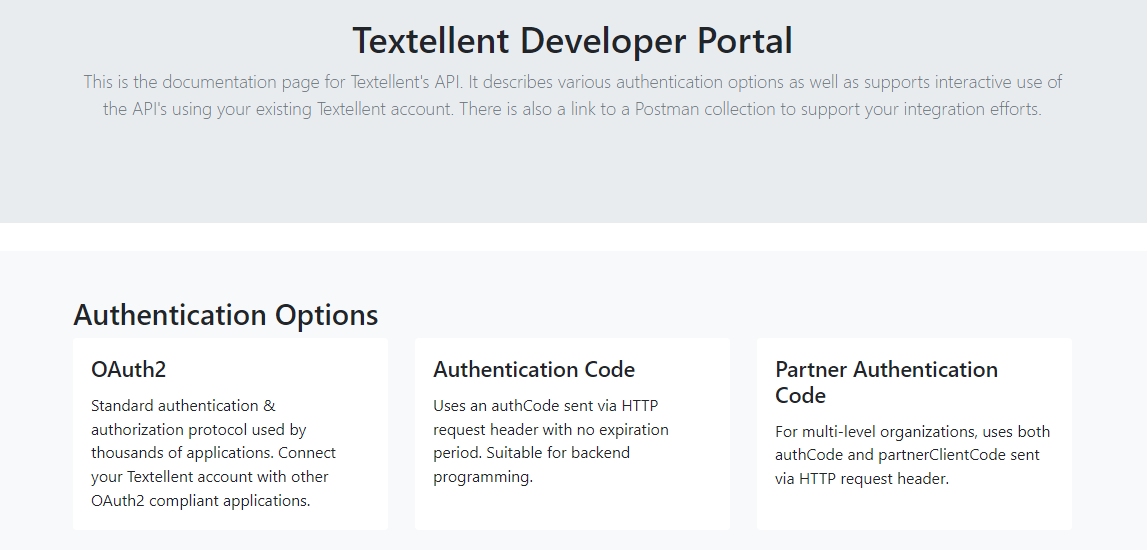 Textellent developer portal