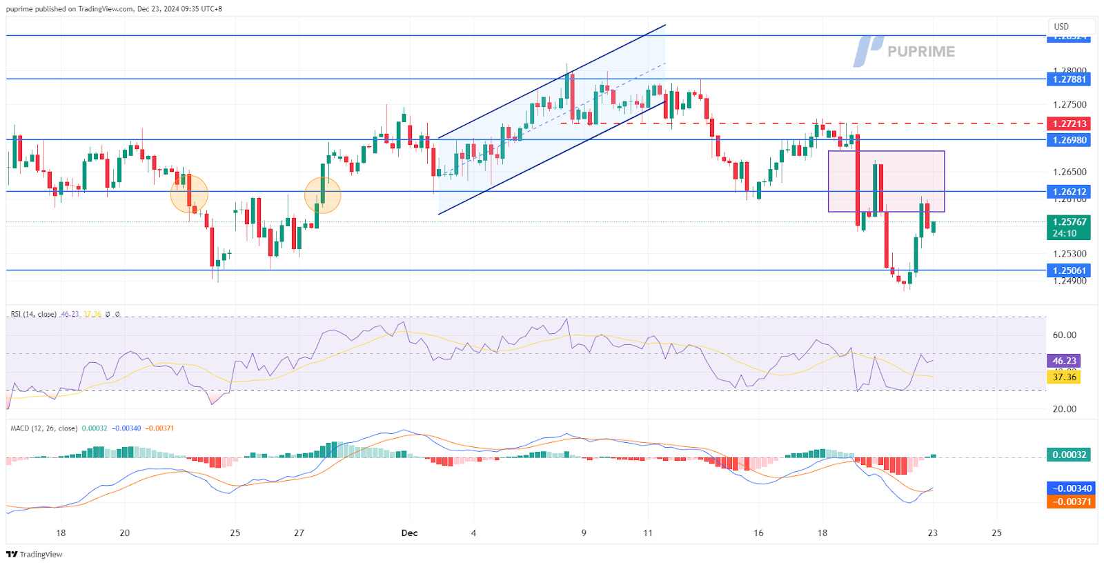 GBP/USD price chart 23 December 2024