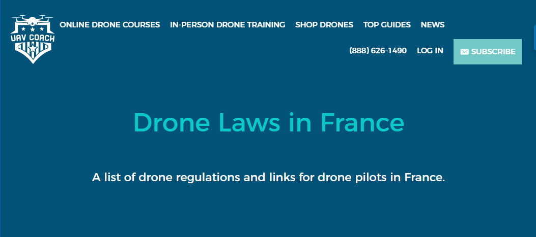 A screenshot of drone laws in France’ (UAV Coach)