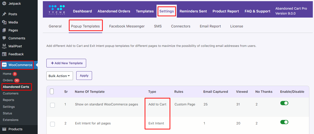 Pop Up Templates - Tyche Softwares Documentation