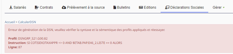 erreur dsn