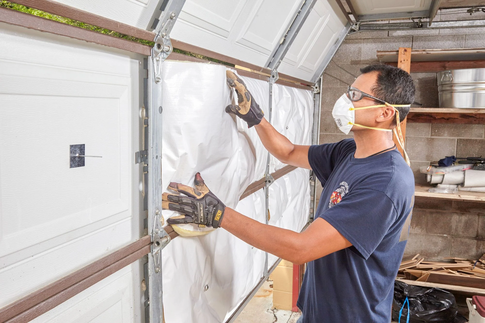 insulating garage door with foam board