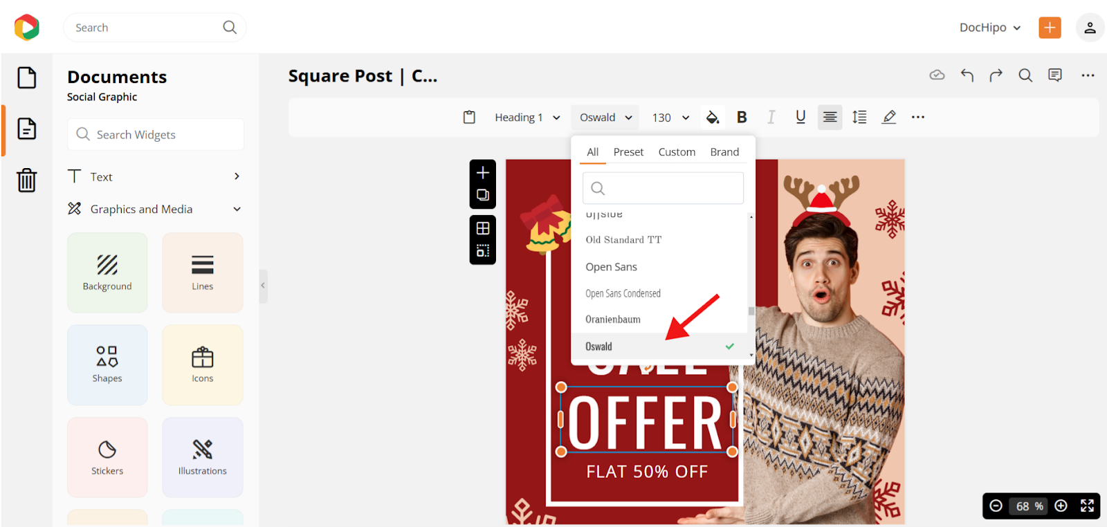 DocHipo Christmas poste text customization