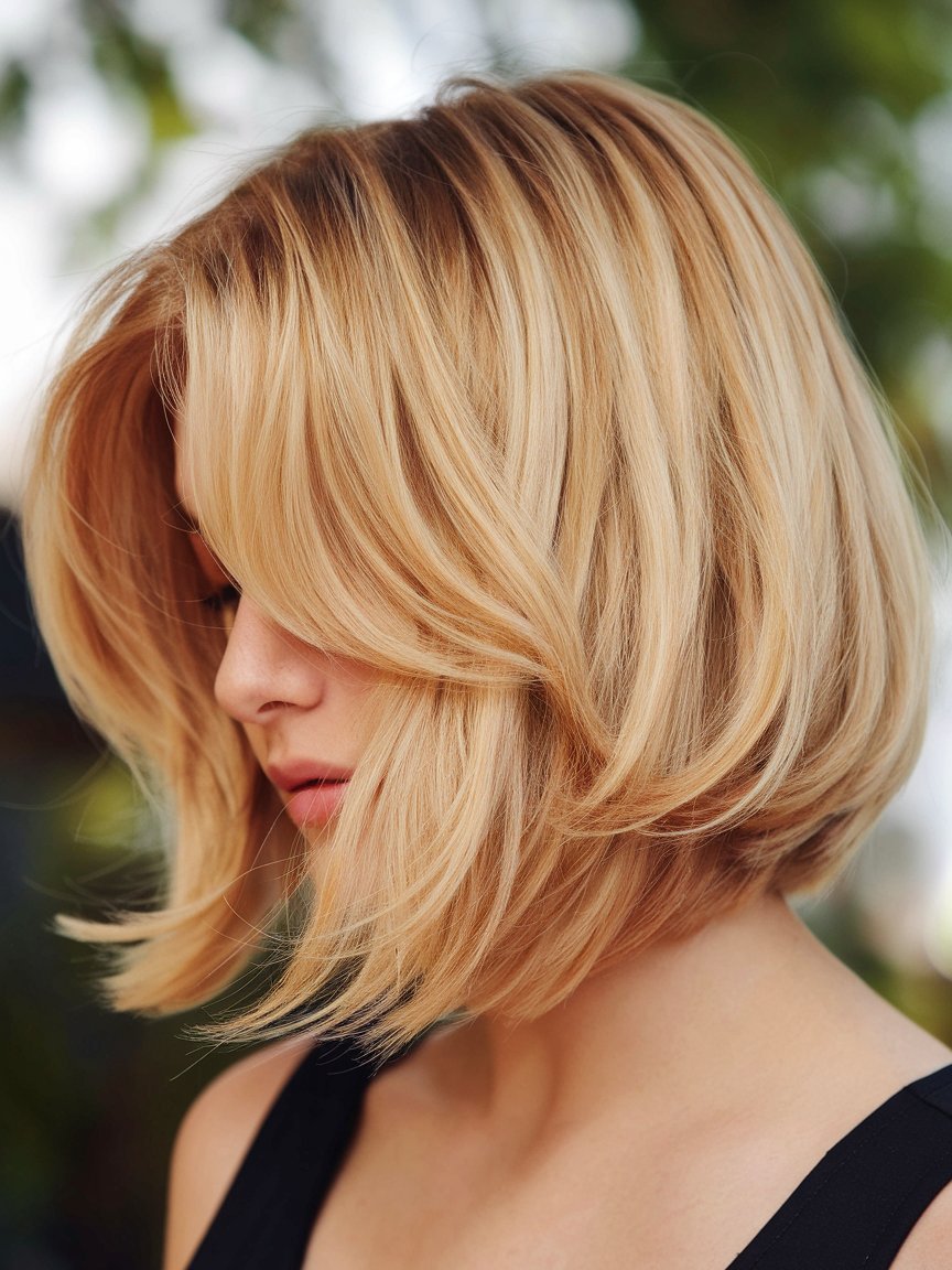 9. Warm Honey Blonde Bob